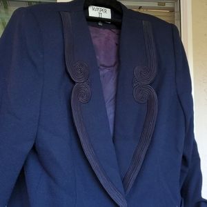 Navy wool blazer and skirt set